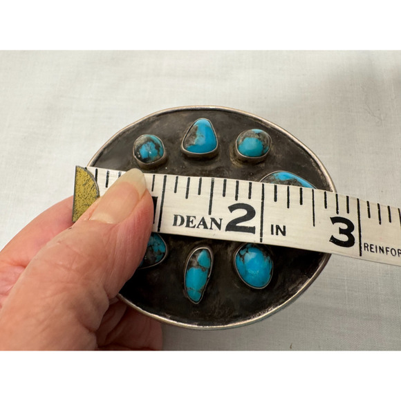 Navajo Villa Grove Turquoise Native American Cuff Bracelet LARGE Silver 60g VTG - Picture 7 of 9